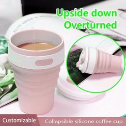 Cups Saucers 350 Ml Silicone Outdoor Travel Retractable Folding Water Bottle Coffee Tea Mug Cup Room Saving