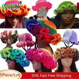 5Pcs Bulk Wholesale Knitted Bucket Hat Women y2k Streetwear Warm Plush Cap Autumn Winter Unisex Fashion Crochet Hats Accessories 240507