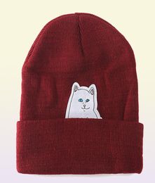 Christmas Fashion Brang RIPNDIP New autumn Cat Erect middle finger Street beat Wool cap male knitting cold winter Female Korean ve4736251