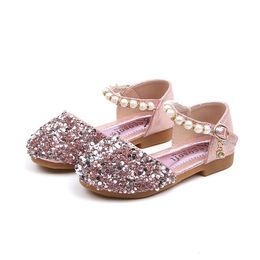 Girls Bead Summer Mary Janes Flats Fligh Princess Baby Dance Kids Sandals Children Wedding Shoes Gold L L L L L
