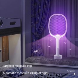 Smart Mosquito Killler Swatter Racket Electronic UV Light Trap Plus Electric Shock 2-in-1 USB Charging Killing Lamp Fly Catcher 240514