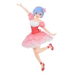 Action Toy Figures 21cm Cherry Blossom Clothing Figure Rem Chinese Style Anime Action Figure Ornament Doll Kawaii Collection Gift Y240516