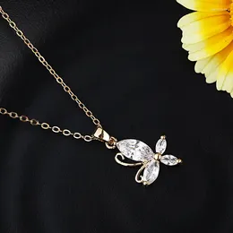 Pendants 18K Plated Gold Chain Pendant Necklace Insect Fashion Jewellery Charms Zircon Summer Bizuteria Damska Bijoux Women Gift