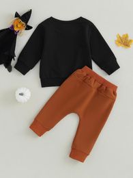 Clothing Sets Baby Girl Halloween Costume Long Sleeve Cartoon Pumpkin Print Dress Headband Set Toddler Fall Outfit