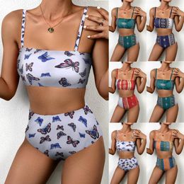 Women's Swimwear Women Printed Patchwork Bikini Push-up Padded Swimsuit Beachwear Set Tankini Bikinis 2024 Mujer