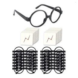 Mugs 16Pcs Wizard Glasses With Round Frame No Lenses And Tattoos For Kids Halloween Costume Party