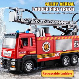 Diecast Model Cars Alloy ladder truck model for children and adults fire engines tractor with lighting and music engineer vehicle series model WX