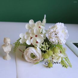 Decorative Flowers Artificial Dew Lotus Embroidered Ball Combination Bouquet Wedding Home Decoration Shooting Props