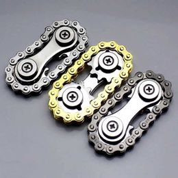 Decompression Toy New Sprocket Finger Gyroscope Fidget Rotator Pressure resistant Metal Bicycle Chain Christmas Gift for Adults and Children H240516