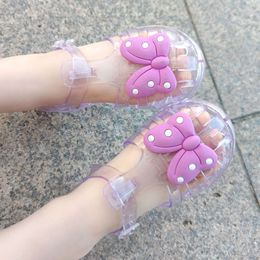 ChildRe Shoes Girls Summer Transparent Polka DotステレオボウパターンベビープリンセスキッズカジュアルサンダルL2405 L2405