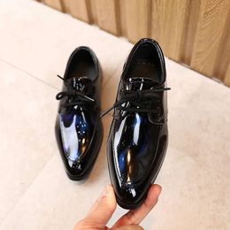 Little Boys Fashion Leather Children Kids Flats for Baby School Party Formal Wedding Toddlers Low-heeled Pointed Toe Shoes L2405 L2405