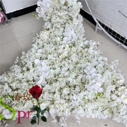 Decorative Flowers SPR Customised For Wedding Plastic Panel White Pink Blue Rose Cloth Artificial Flower Wall Floral Backdrop