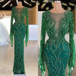 Princess Evening Dresses Long Sleeves Beads Sequins Appliques Lace Prom Gowns Custom Made Floor Length Special Occasion Wear
