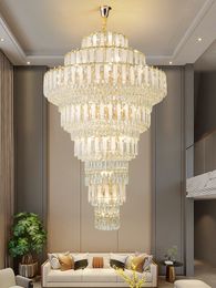 Large Crystal Chandelier American Modern Gold Chandelier Lights Fixture European Luxury Big Pendant Lamps Home Villa LOFT Lamparas