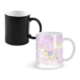 Mugs VIP 350ml One Piece Coffee And Mug Creative Colour Change Tea Cup LITTLE-TWIN Ceramic Milk Cups Novelty Gifts