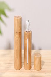 10ml Natural Bamboo Refillable Empty Essential Oil Perfume Fragrance Scent Steel Roller Ball Bottle For Home Travel EEA253022602