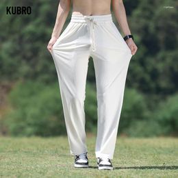 Men's Pants KUBRO Summer Quick Drying Ice Silk Casual Ultra Thin Elastic Pant Loose Drape Men Trousers Cargo Plus Szie