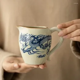 Cups Saucers Blue Dragon Ru Yao Porcelain Fair Cup Chinese Tea Zen Sea Teacup Teaware Yellow Ceremony Utensil