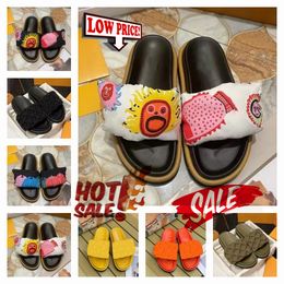 top quality slippers Pool sandal Pillow slides sunny luxury Designer shoe fashion summer beach slipper mens womens flat shoes couples Mule gift