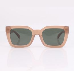 Nude Translucent Tinted Sunglasses Chunky Square Frame Women Eye Wear Green Lens8192426