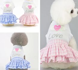 Dog Apparel Summer Cotton Dress Pets Clothes Chihuahua Love Skirt Puppy Clothing Spring For Dogs XS-XL