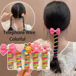 Telephone Wire Childrens Colourful Cartoon Ponytail Elastic Hair Band Scrunchies Cute Headbands Rubberbands Accessories 240516