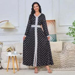 Ethnic Clothing Eid Al-Adha Arabia Dubai Abayas Muslim Dress Women Loose Long Sleeve Ladies Middle Eastern Turkey Casual Clothes