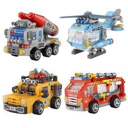Blocks Mini building block car kit DIY tank fire truck motorcycle building toy is an ideal choice for home decoration and holiday gifts WX