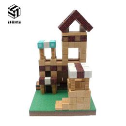 Magnetic Blocks My World Magnetic Building Blocks Toy Sandstone Pavilion Diy Kit Toys Hobby Children Boys Kids Mini Blocks Bricks Friends Gift WX5.17