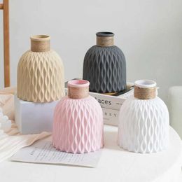 Vases 1 Nordic water textured plastic Vase simple and innovative living room decoration DIY floral decoration J240515