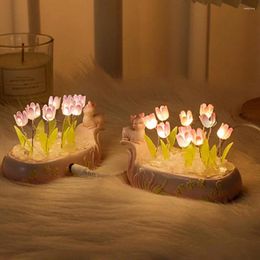 Night Lights Tulip Lamp Simulated Deer Light Usb Powered Kids Bedroom Led Flower Nursery Decoration