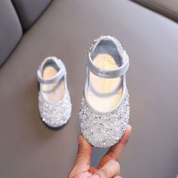 Autumn Girls Rhinestone Leather 2022 Spring Pearl Bow Princess Soft Children Baby Toddler Single Shoes G06 L2405 L2405