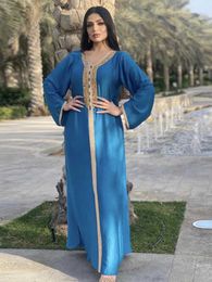 Ethnic Clothing Morocco Party Dress for Women Muslim Abaya Diamond Maxi Long Dresses Abayas Islam Kaftan Robe Longue Musulmane Vestidos Ramadan T240515