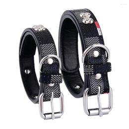 Dog Apparel Pet Collar With Bone Rivet PU Leather Durable Personalized For Dogs Cats Plaid Supplies