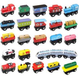 Diecast Model Cars New Childrens Wooden Train Magnetic Wooden Train Car Toy Model Magnetic Toy Compatible with Rail Train Model Train Toy WX