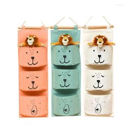 Storage Bags 3 Pockets Cute Wall Mounted Bag Closet Organiser Clothes Hanging Children Room Pouch Home Decor
