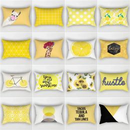 Pillow 30x50cm Yellow Geometric Prints Cover Geometry Flower Animal Decorative Case Sofa Home Decor Polyester Pillowslip