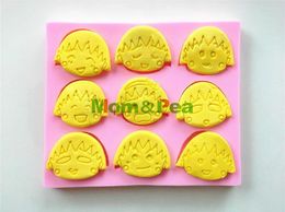 Baking Moulds Mom&Pea 0483 Cartoon Faces Shaped Silicone Mould Cake Decoration Fondant 3D