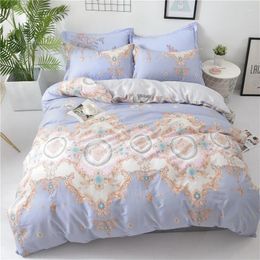 Bedding Sets 13070 40S Pure Cotton Set 4 Pcs Spring Flower Stripe And Cheques Pastoral Brief Style Duvet Cover