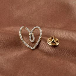 Brooches Vintage Trendy Gold Color Copper Zircon Heart Shape Brooch Men Women Cardigan Collar Pins Accessories Alloy Pin Jewelry