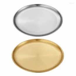 Plates Stainless Steel Dining Plate Golden Dishes Round Tray Cake Western Steak Makeup Tablewares Korean Style Kitchen Tools