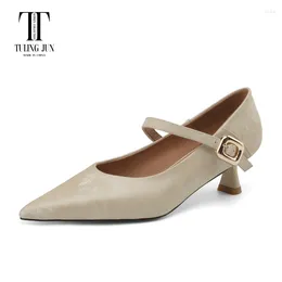 Dress Shoes TULING JUN Spring Autumn 2024 Woman Pointed Head Solid Colors Concise Single Med Thin Heels Pumps For Female T-18-199