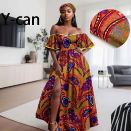 Ethnic Clothing African Women's Dress Evening Gown Luxury Long Off Shoulder Shining Vestidos With Headwrap Sexy Wedding 2425060