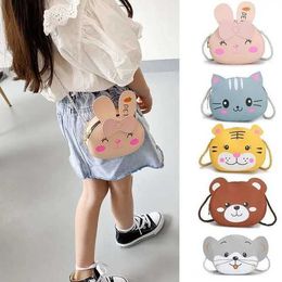 Backpacks Children Girls Boys PU Messenger Bag Cartoon Animal Bag Cute Rabbit Button ShoULder Bag Childrens Coin Wallet d240516