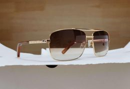 Attitude Square Sunglasses Gold Metal Frame Brown Gradient Fashion Accessories Sun Glasses for Men UV400 Protection Eyewear with B9685513