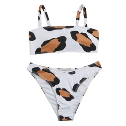 Women's Swimwear Fashion Split Swimsuit For Women Cow Print Beachwear Bikini Suit Micro Bathing Thong 2024