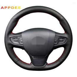 Steering Wheel Covers Handsewing Black Artificial Leather For 408 2014 2024