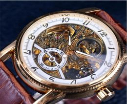 2021 Forsining Brand Luxury Hollow Engraving Skeleton Casual Designer Black Golden Case Gear Bezel Watches Men Automatic Watches2596308