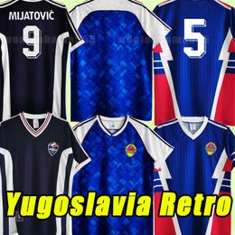 World Cup Yugoslavia retro Soccer Jerseys 1990 1991 1998 1999 2000 home blue away white #9 MILOSEVIC #10 STOJKOVIC Vintage Classic Football Shirts