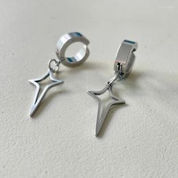 Dangle Earrings Fashion Punk Style Titanium Steel Stainless Cross Star Neutral Ear Clip Holiday Party Accessories Gift